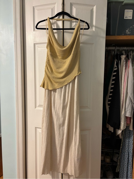Zara Dresses & Skirts - NWT Zara Two-Tone Cowl Neck Maxi Dress - Yellow & Cream
